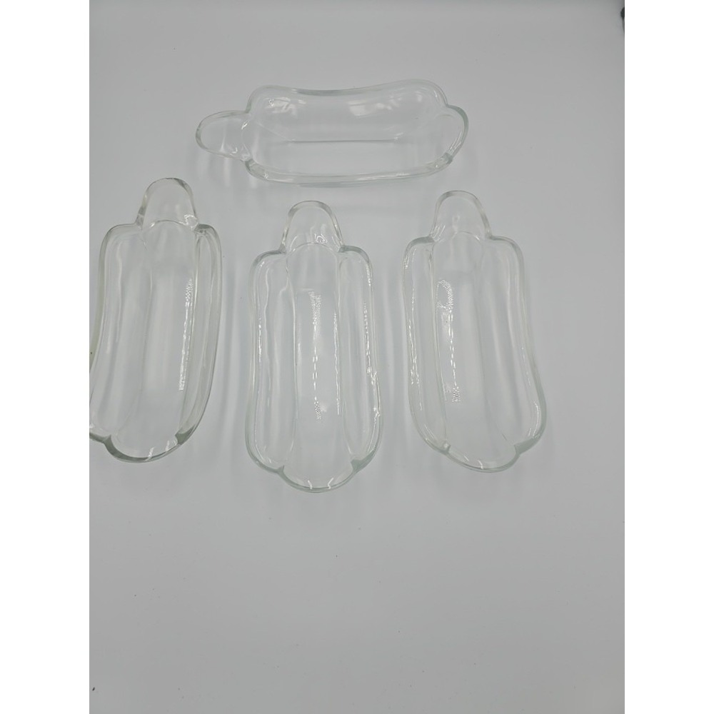 4 Vintage 1960s Banana Split Sundae Dishes Clear Indiana Glass Ice Cream Plate
